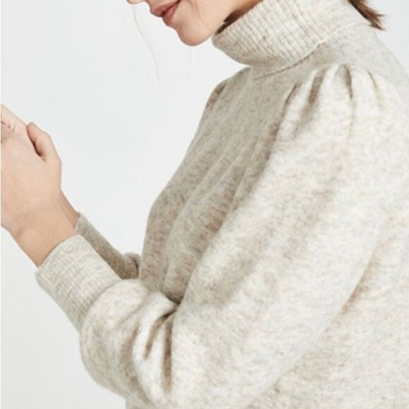 FRAME Swingy Turtleneck Sweater Oatmeal Alpaca Wool - Picture 3 of 10